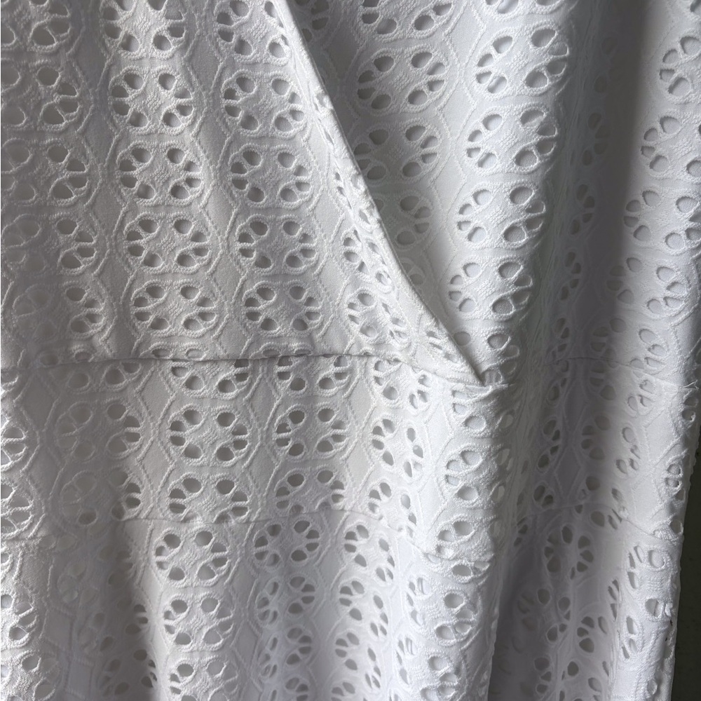 WHBM White Eyelet XL Sleeveless Dress NWT Keyhole Back V Neck Cruise Party Lined - Picture 7 of 16